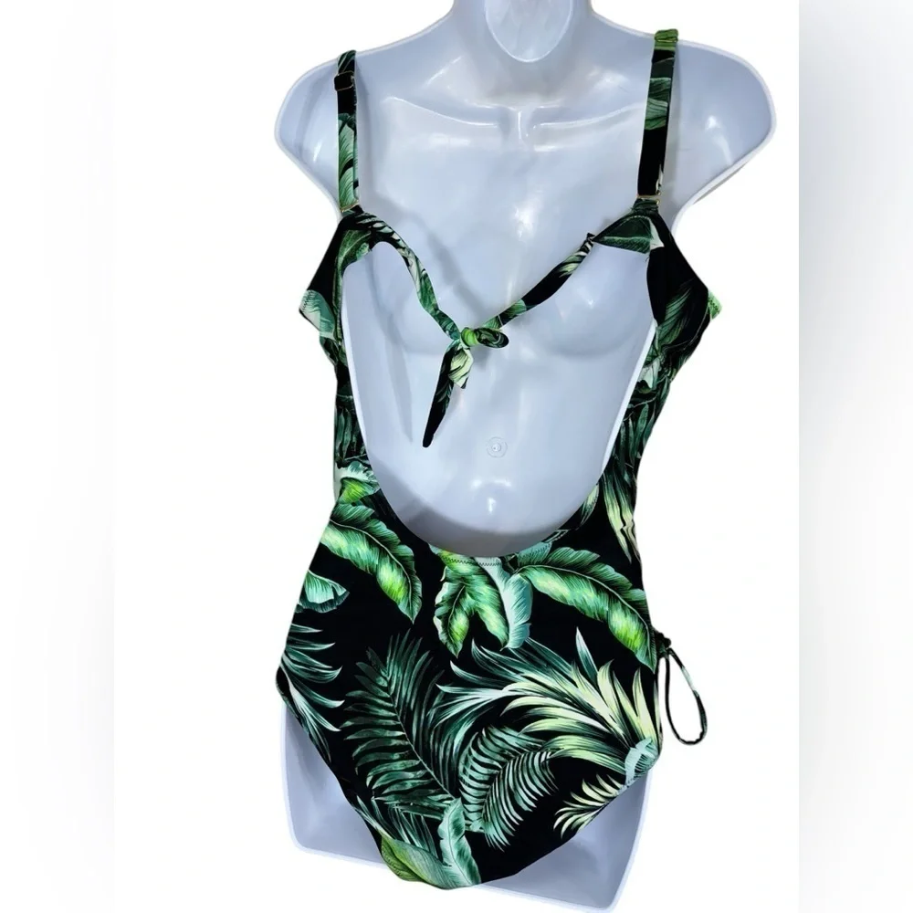 Miss Linda Tropical Palm Print One Piece Swimsuit US 14 NWT